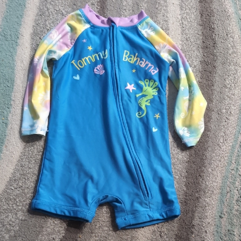 Tommy Bahama Kids Blue and Multicolor Rashguard